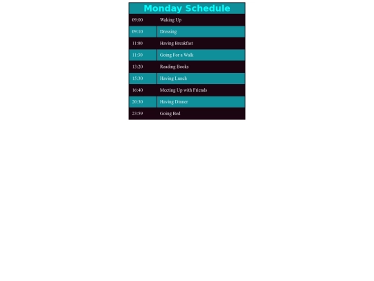 Schedule screenshot