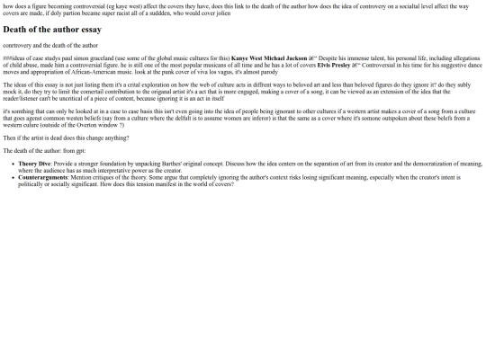 writings/essay ideas screenshot