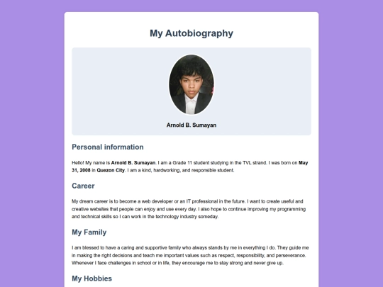 Autobiography screenshot