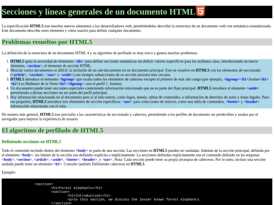 ejercicios/secciones screenshot