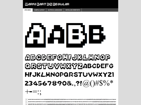 fonts/mario-kart-ds-demo screenshot