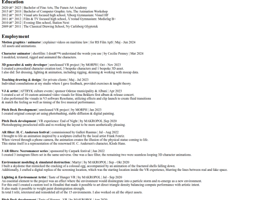 CV screenshot