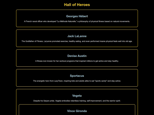 Fitness/hallofheroesvillians screenshot