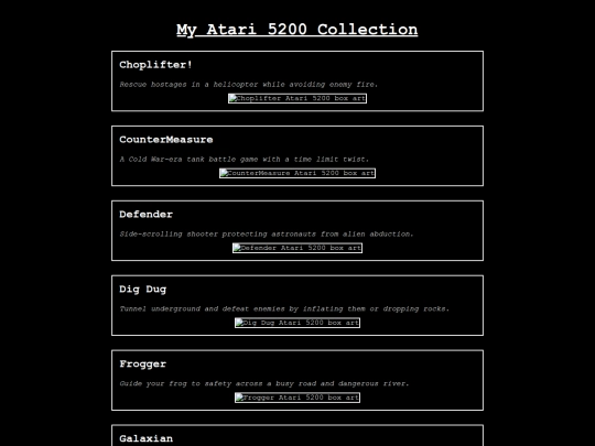 Test pages/gamecollection/atari5200 screenshot