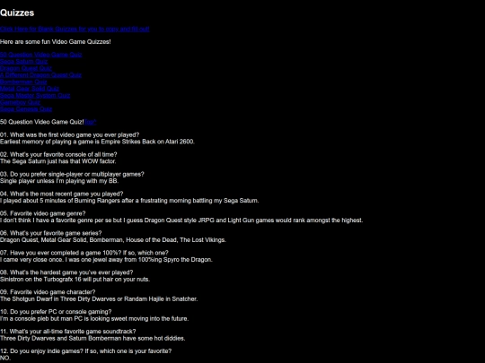quizes screenshot