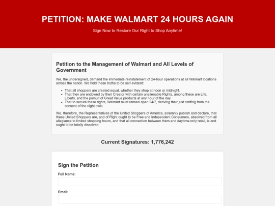 petition screenshot