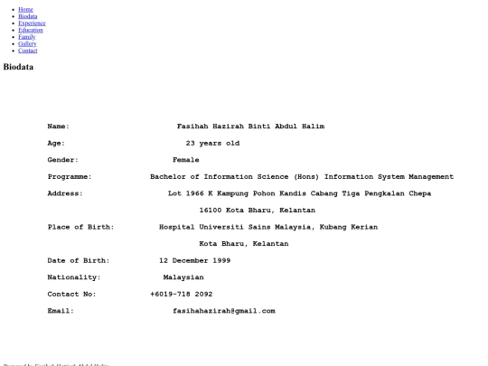 html/biodata screenshot