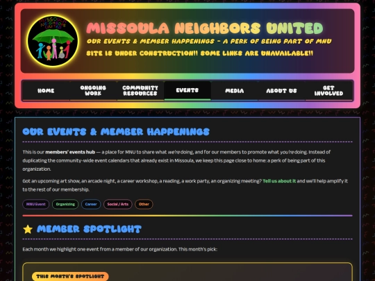 events screenshot