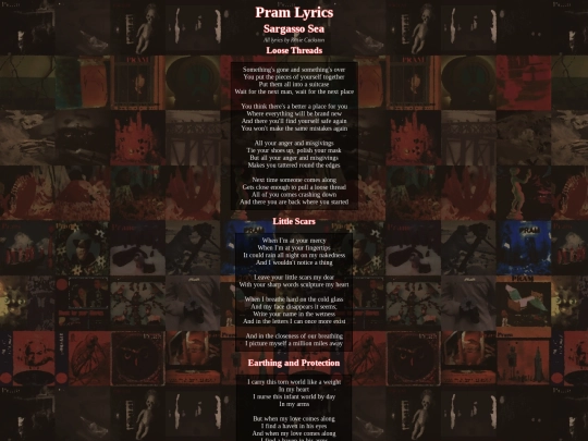 pram/lyrics/sargasso screenshot