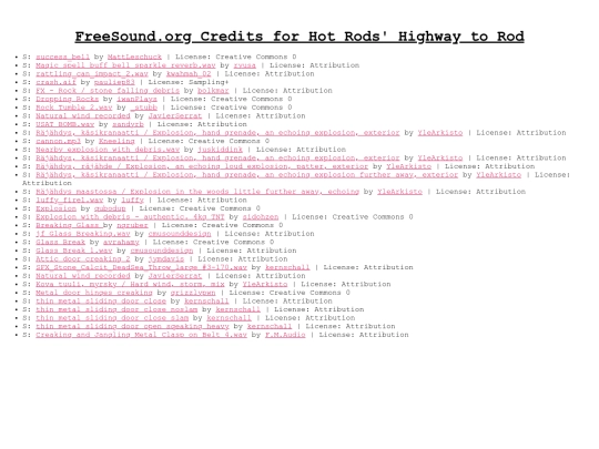 hot-rods-sound-credits screenshot