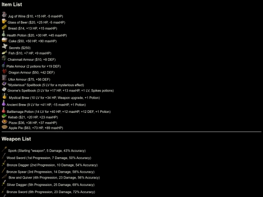 items screenshot