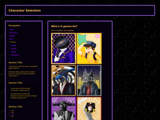 Characters screenshot