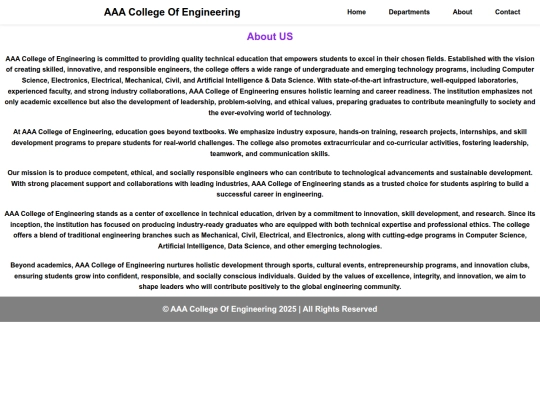 AAA College/about screenshot