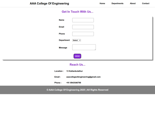 AAA College/contact screenshot