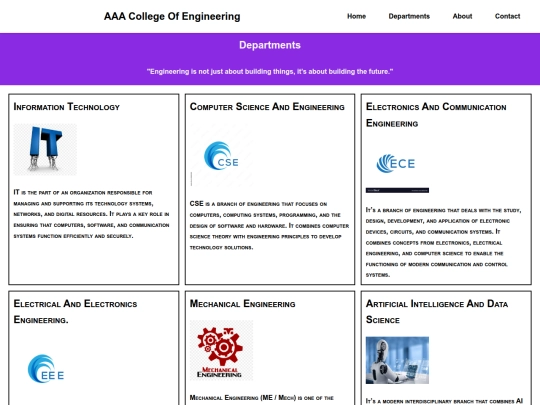AAA College/department screenshot