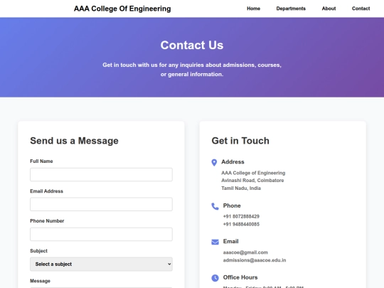 AAA college Assignment1/contact screenshot