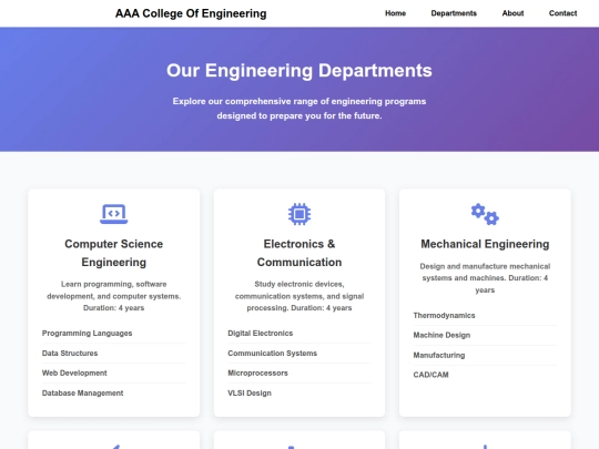 AAA college Assignment1/departments screenshot
