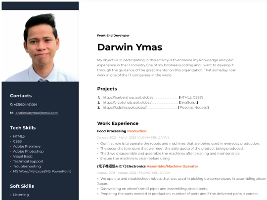 Resume screenshot