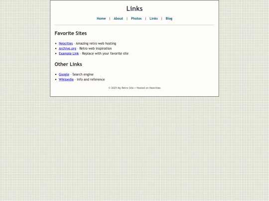 links screenshot
