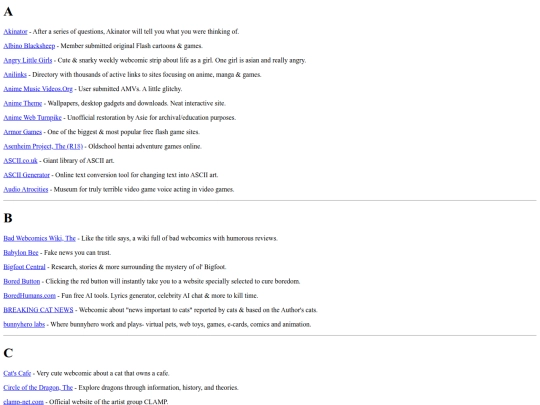 links screenshot