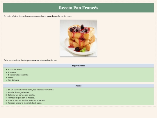 3.5 Formato página web de recetas screenshot