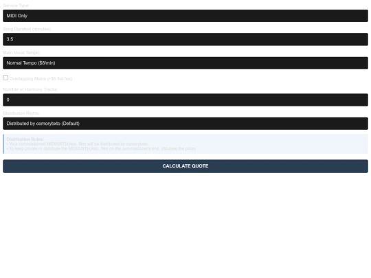 commissions/ust-midi-quote-calculator screenshot