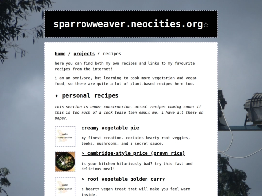 projects/recipes screenshot