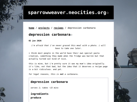 projects/recipes/depression-carbonara screenshot