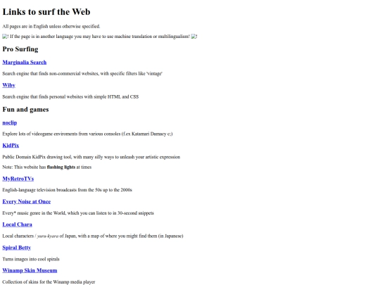 links screenshot