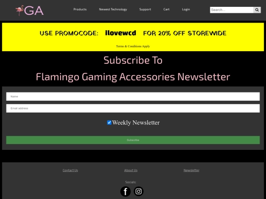 newslettersignup screenshot