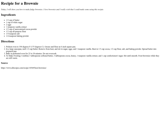 recipie screenshot