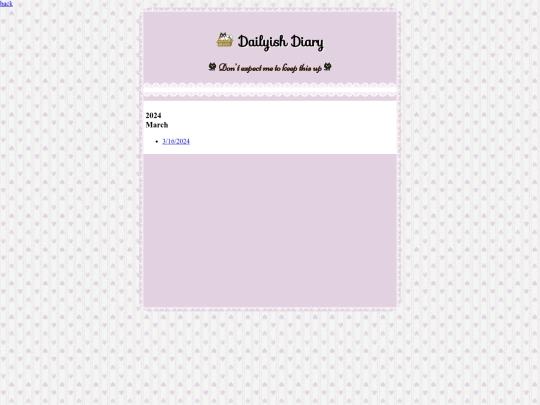 webpages/Diary screenshot