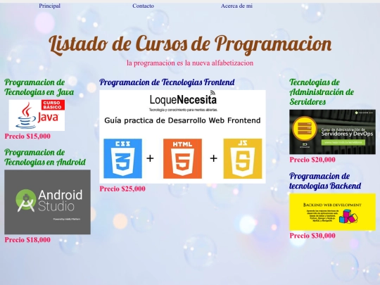 proyecto cursos/menu screenshot