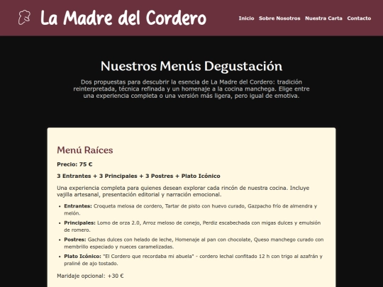 pages/menus screenshot