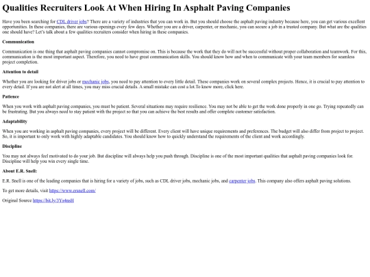 QualitiesRecruitersLookAtWhenHiringInAsphaltPavingCompanies screenshot