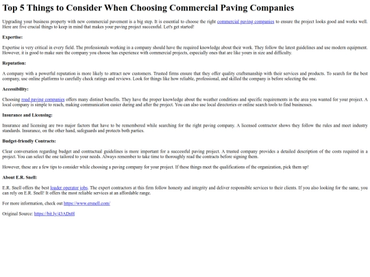 Top5ThingstoConsiderWhenChoosingCommercialPavingCompanies screenshot