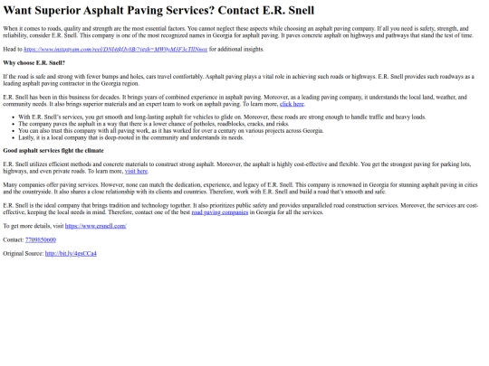 WantSuperiorAsphaltPavingServicesContactE.R.Snell screenshot