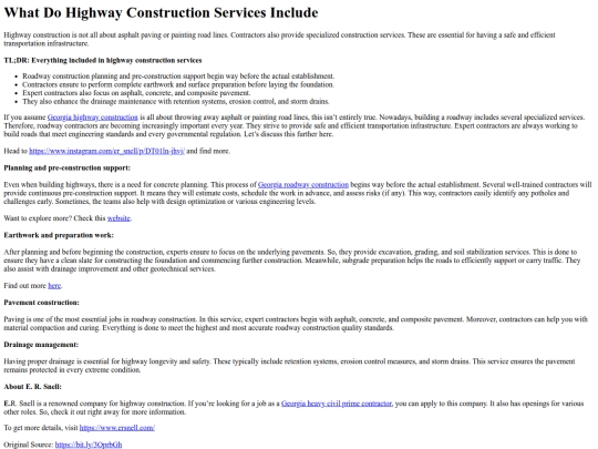 WhatDoHighwayConstructionServicesInclude screenshot