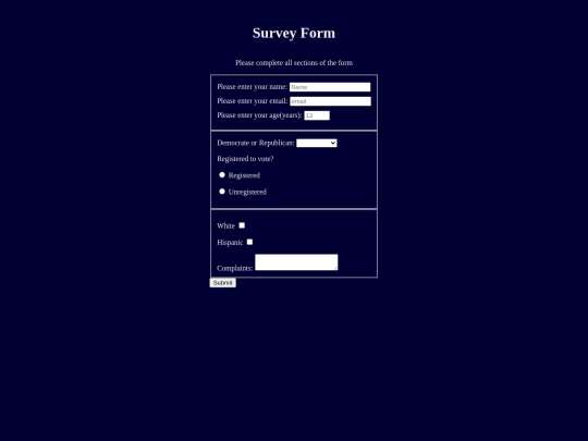 projects/survey screenshot