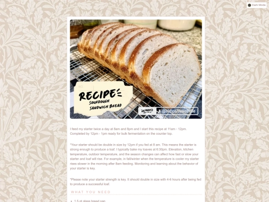 recipes/sourdoughsandwichbread screenshot