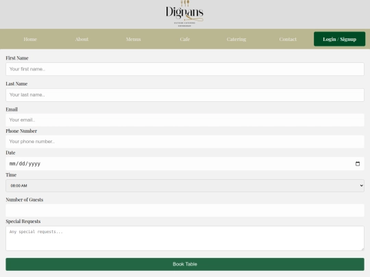 bookings-cafe screenshot