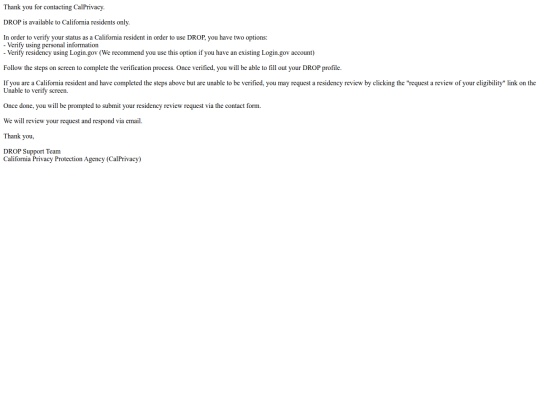 CalPrivacyDROPresponse screenshot