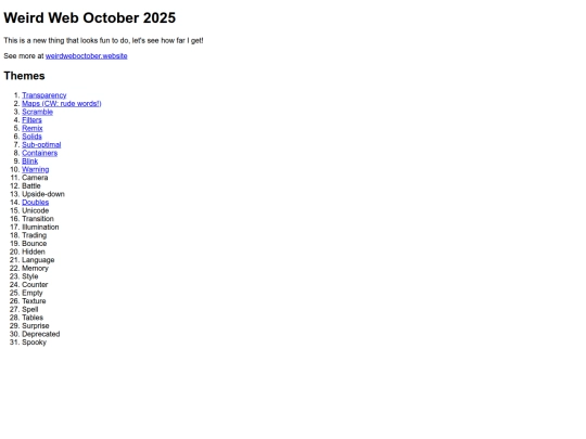weirdweboctober2025 screenshot