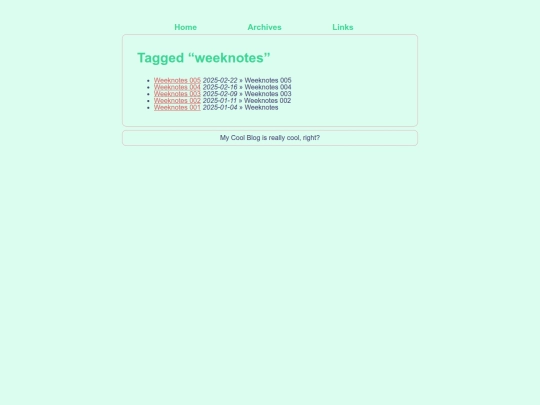 tags/weeknotes screenshot