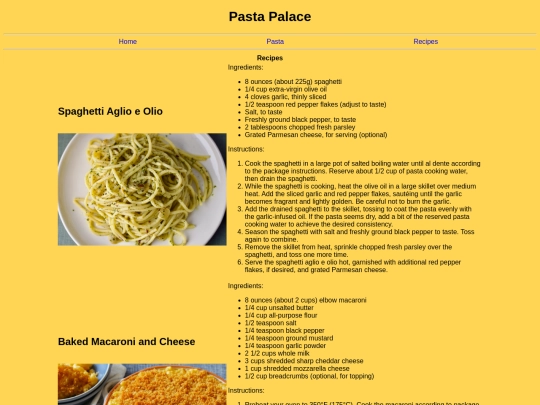 recipes screenshot