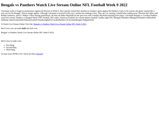 BengalsvsPanthersWatchLiveStreamOnlineNFLWeek92022 screenshot