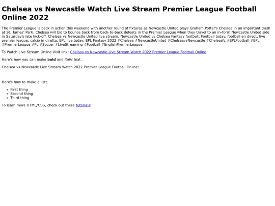 ChelseavsNewcastleLiveStreamWatch2022PremierLeagueFootballOnline screenshot