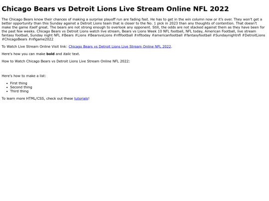 ChicagoBearsvsDetroitLionsLiveStreamOnlineNFL2022 screenshot