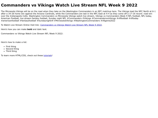 CommandersvsVikingsWatchLiveStreamNFLWeek92022 screenshot