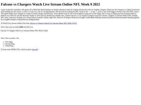 FalconsvsChargersWatchLiveStreamOnlineNFLWeek92022 screenshot